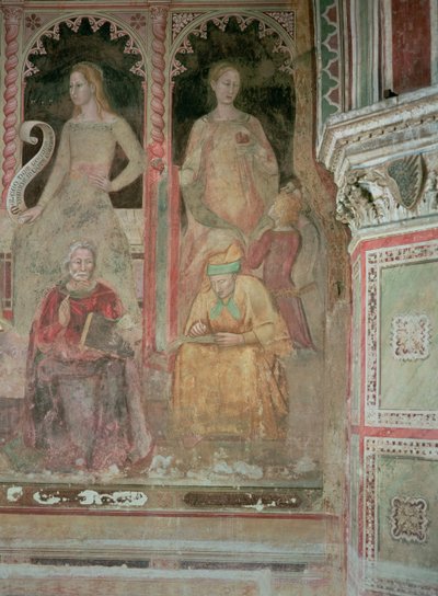 A harcos és diadalmas egyház, a spanyol kápolnában, részlet a retorikából, Ciceróból, a grammatikából és Aelius Donatusból. alkotó: Andrea di Bonaiuto (fl.1343 77)
