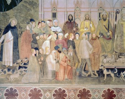 A harcos és diadalmas templom, részlet, a spanyol kápolnából, 1369 körül alkotó: Andrea di Bonaiuto