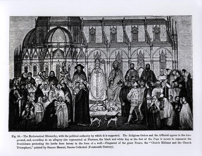 Az egyházi hierarchia, a Tudomány és irodalom a középkorban és a reneszánszban, írta és vésette: Paul Lacroix, 1878 alkotó: Andrea di Bonaiuto fl.1342 77 after Andrea di Bonaiuto fl.1342 77 after