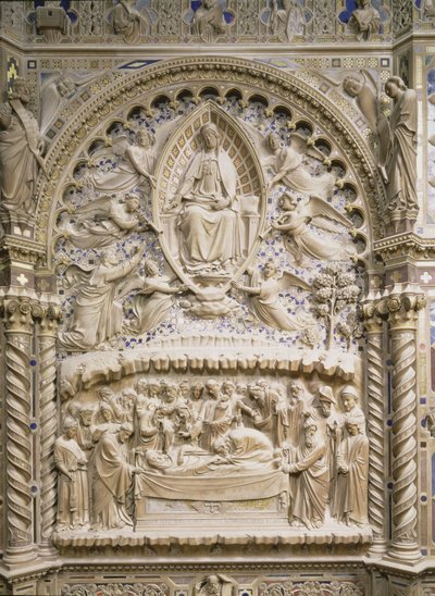 Tabernákulum, a Szűzanya halálát és mennybemenetelét bemutató részlet, 1359 alkotó: Andrea di Cione Orcagna