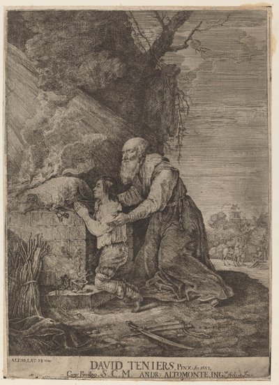 Izsák feláldozása alkotó: Andreas Altomonte, after David Teniers the Younger
