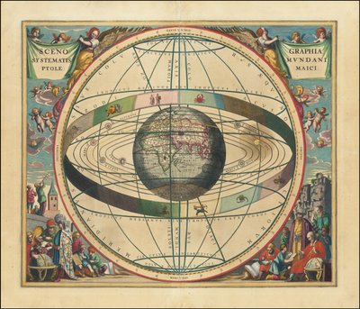 1660-as égi térkép - Scenographia Systematis Mundani Ptolemaici alkotó: Andreas Cellarius