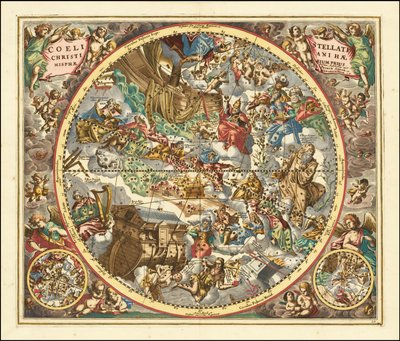 1660-as égi térkép a csillagképekről a keresztény szimbolika szerint alkotó: Andreas Cellarius