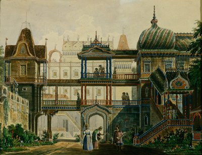 Színpadterv A. Verstovski Askolds Grave című operájához, 1841 alkotó: Andreas Leonhard Roller