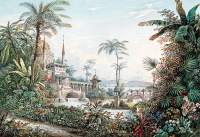 Színpadterve Wolfgang Amadeus Mozart Az elrablása a szerájból című operájához, 1842. alkotó: Andreas Leonhard Roller