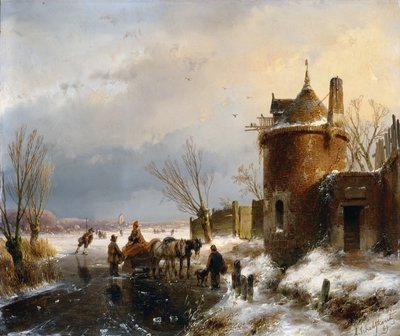 Téli jelenet (olaj a panelen) alkotó: Andreas Schelfhout