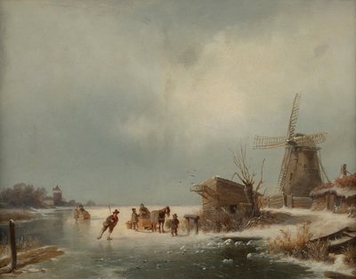 Téli táj korcsolyázókkal alkotó: Andreas Schelfhout