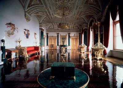 A Téli Palota Malachit terme, 1837-1839. alkotó: Andrei Ivanovich Stakenschneider