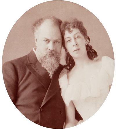 Konsztantyin Jegorovics Makovszkij (Konstantin Makovsky) (1839-1915) művész portréja feleségével. Albumin Fotó: Andrei Osipovich Karelin (1837-1906) alkotó: Andrei Osipovich Karelin