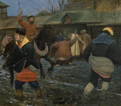 A tizenhetedik századi Moszkva utca egy munkaszüneti napon alkotó: Andrei Petrovich Ryabushkin