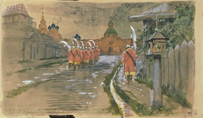 Strelets járőr az Iljinszkij-kapunál a régi Moszkvában, 1897 alkotó: Andrei Petrovich Ryabushkin