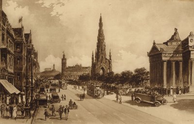 Edinburgh: Princes Street a halomtól (litho) alkotó: Andrew Allan