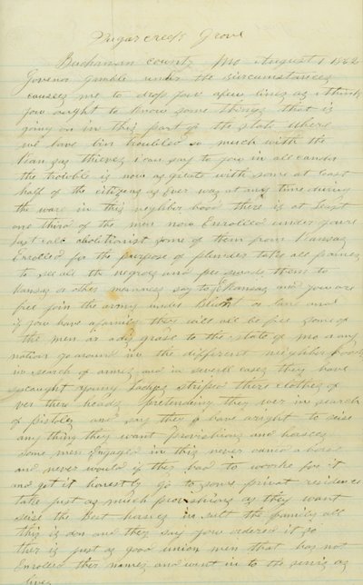 Levelet írt alá Andrew Brownlow, Buchanan County, Mo., Gamble kormányzónak [Hamilton R. Gamble], 1862. augusztus 1. alkotó: Andrew Brownlow