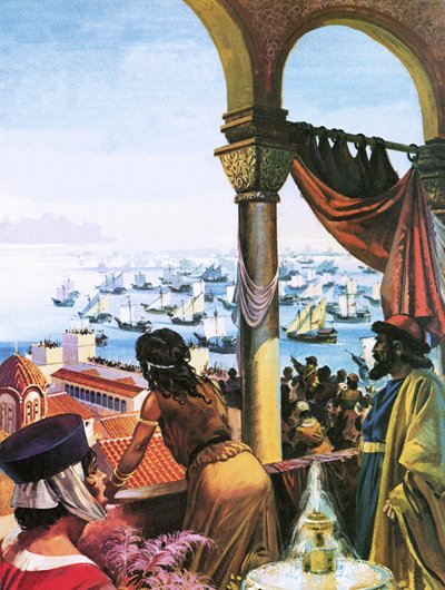 A negyedik keresztes hadjárat flottája érkezik Konstantinápolyba 1203-ban alkotó: Andrew Howat