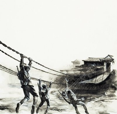 A Luding-híd csatája (gouache, papír) alkotó: Andrew Howat