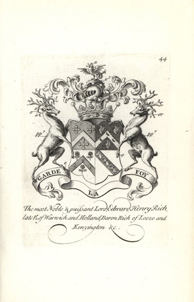 Lord Edward Henry Rich, Warwick és Holland 7. grófja, RIch Leeze és Kensington báró címere és címere alkotó: Andrew Johnston