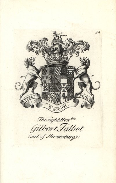 A jobb tisztelt Gilbert Talbot címere és címere alkotó: Andrew Johnston