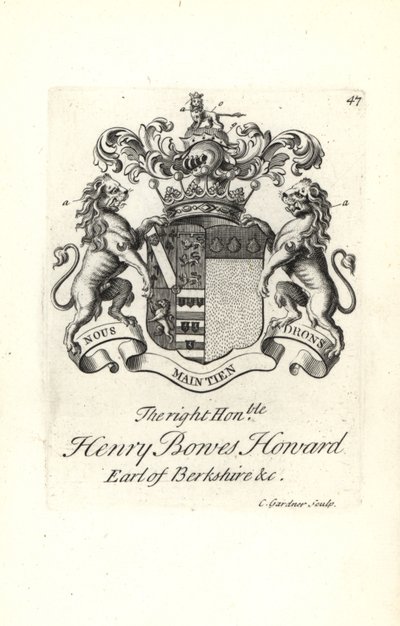 A jobb tisztelt Henry Bowes Howard címere és címere alkotó: Andrew Johnston