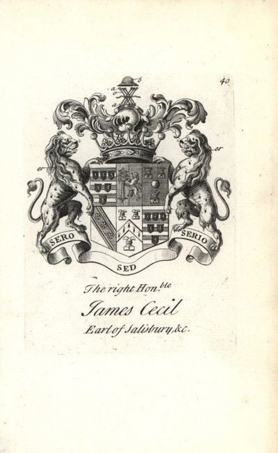 James Cecil, Salisbury 5. grófjának címere és címere alkotó: Andrew Johnston