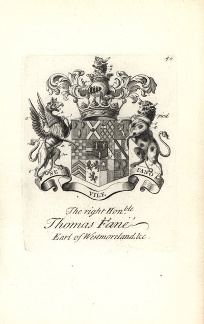 Thomas Fane, Westmoreland 8. grófjának címere és címere alkotó: Andrew Johnston