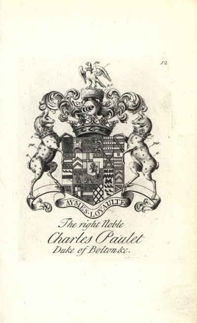 Charles Powlett jobb nemes, Bolton 3. hercegének címere és címere alkotó: Andrew Johnston