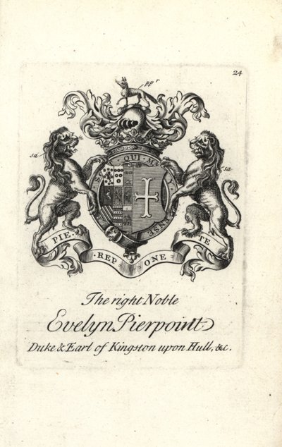 Evelyn Pierpoint jobb nemes címere és címere, Kingston upon Hull hercege és grófja alkotó: Andrew Johnston