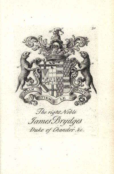 A jobb nemes James Brydges, Chandos hercegének címere és címere alkotó: Andrew Johnston