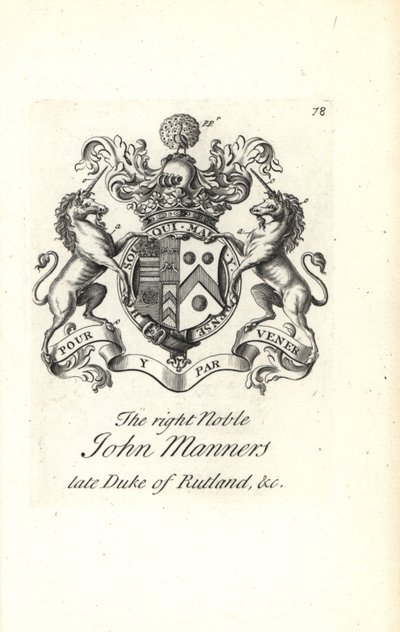 John Manners jobb nemes, Rutland 2. hercegének címere és címere alkotó: Andrew Johnston