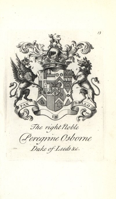 Peregrine Osborne, Leeds 2. hercegének címere és címere alkotó: Andrew Johnston