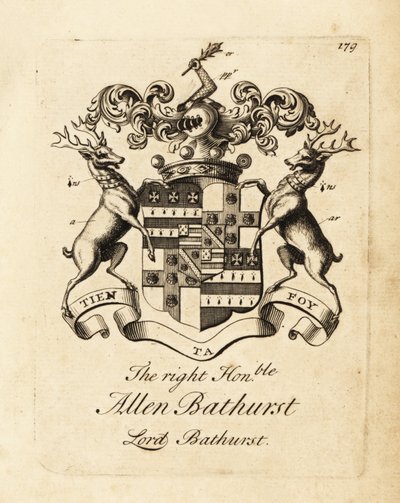 A jobboldal címere, tisztelt Allen Bathurst, Lord Bathurst alkotó: Andrew Johnston