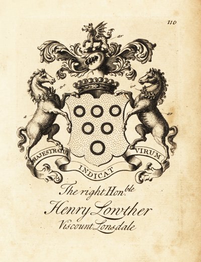 Henry Lowther jobboldal címere, Lonsdale 3. vikomtja (1694-1751) alkotó: Andrew Johnston