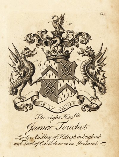 James Touchet jobboldal címere, Lord Audley of Heleigh Angliában, Castlehaven 6. grófja Írországban, meghalt 1740-ben alkotó: Andrew Johnston
