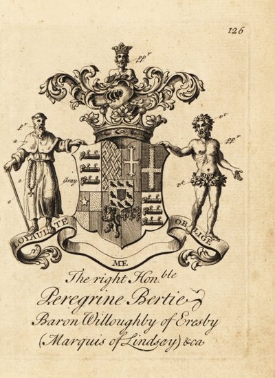A tisztelt Peregrine Bertie, Willoughby Eresby báró, Lindsay márki, Ancaster és Kesteven 2. hercegének címere alkotó: Andrew Johnston