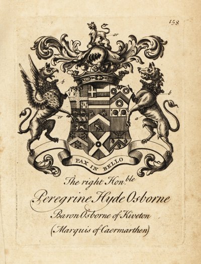 A tisztelt Peregrine Hyde Osborne, Leeds 2. hercegének, Osborne vikomtnak, Danby grófjának, Carmarthen márquessének címere alkotó: Andrew Johnston
