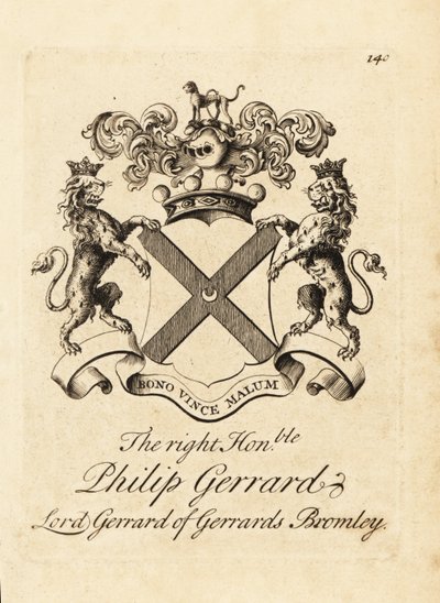 A jobboldal címere, tisztelt Philip Gerrard, Lord Gerrard of Gerrards Bromley, 7. Gerard báró alkotó: Andrew Johnston