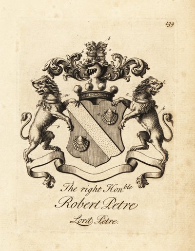 A jobboldal címere, tisztelt Robert Petre, Lord Petre, 8. Petre báró alkotó: Andrew Johnston