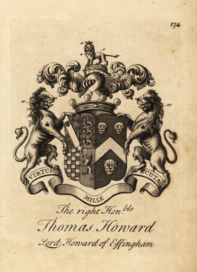 Thomas Howard jobboldal címere, Effingham 2. grófja, Lord Howard Effingham címere alkotó: Andrew Johnston