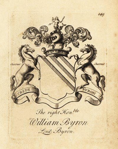 A jobboldal címere, tisztelt William Byron, Lord Byron, Byron 4. bárója (1670-1736) alkotó: Andrew Johnston