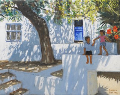 Kék ajtó, Mykonos, Görögország, 2024 (olaj, vászon) alkotó: Andrew Macara