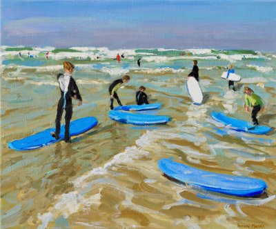 Kék szörfdeszkák, Bude. 20x24",2019,(olaj, vászon) alkotó: Andrew Macara