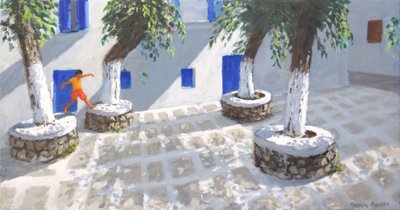 Négy fa, Mykonos Town, 2022 (olaj, vászon) alkotó: Andrew Macara