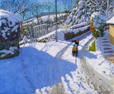 Szánkózás Wirksworthben, Derbyshire, 2024 ( olaj, vászon) alkotó: Andrew Macara