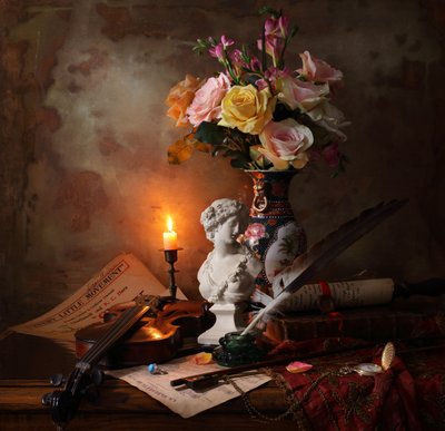 Gyertyafényes zenei csendélet alkotó: Andrey Morozov