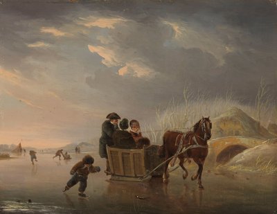 Téli jelenet (lószán a jégen) alkotó: Andries Vermeulen