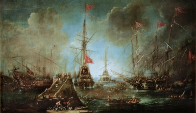 A spanyol flotta elhagyja a kikötőt alkotó: Andries van Eertvelt