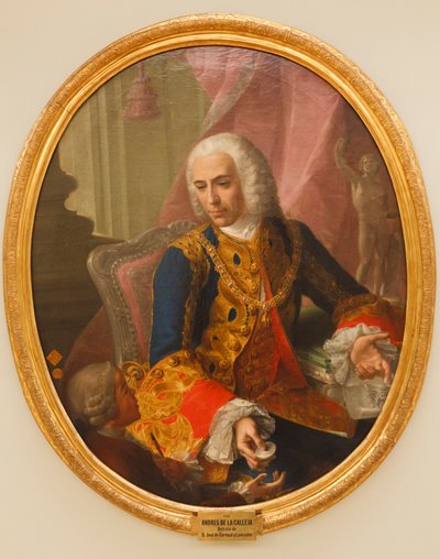 Don Jose de Carvajal y Lancaster portréja a gyermekkel, Mariano Sanchez, 1754 alkotó: Andrés de la Calleja