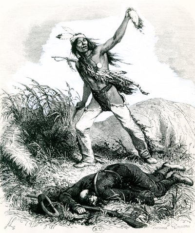 Indian Scalping the Dead Enemy, 1867 alkotó: Ange Louis 1815 72 after Janet