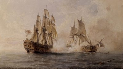 A DICSŐS HAJÓ HARCA A BRIT DARMOUTHAL 1747-BEN – XIX. alkotó: Angel Maria Cort