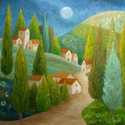 Holdfényes toszkán falu alkotó: Angeles M. Pomata