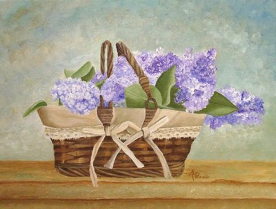 Lila orgona kosár alkotó: Angeles M. Pomata